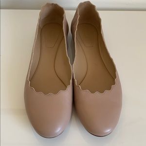 Chloe Lauren Scalloped Ballet Flats Beige 40.5